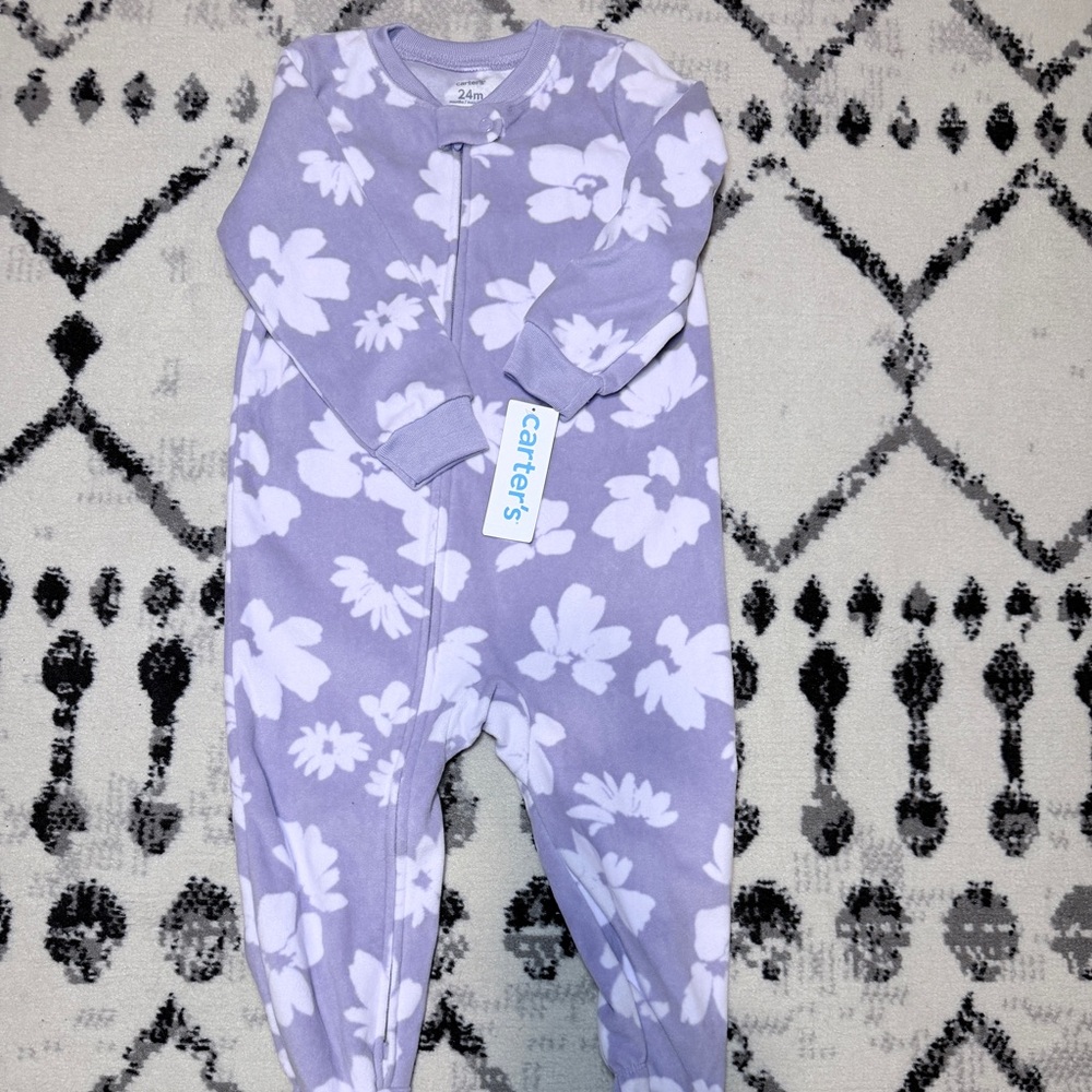 Carter's Fleece Lavender Floral Footie